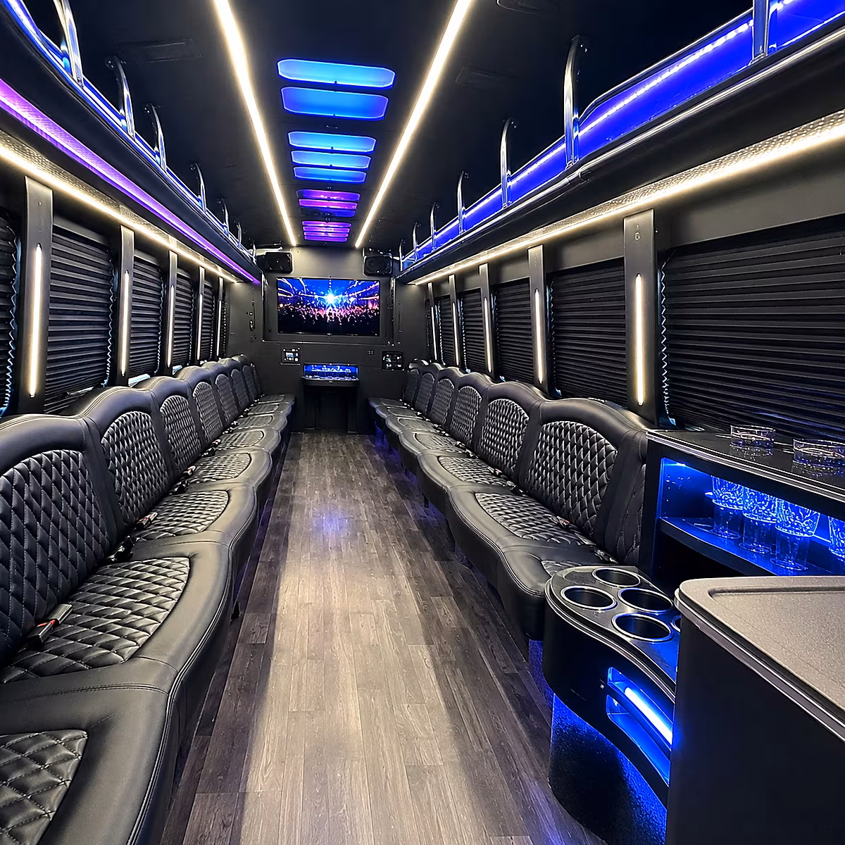 Atlanta Concert & Music Festival Transportation party bus interior