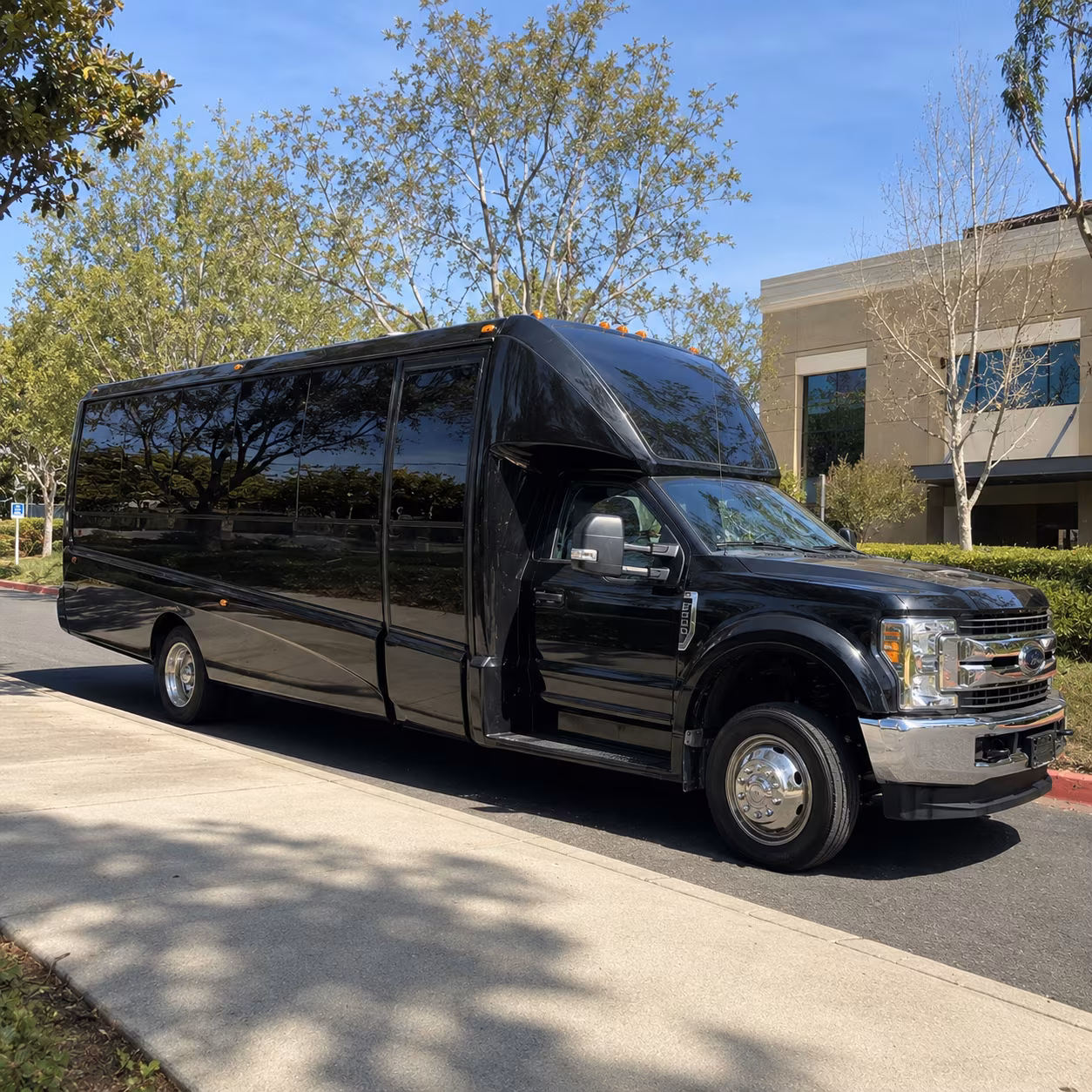 White party bus exterior