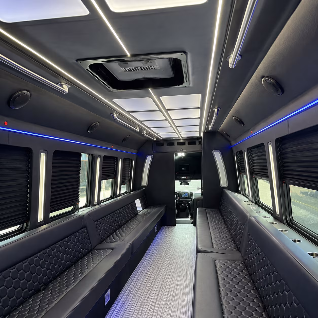 White party bus exterior