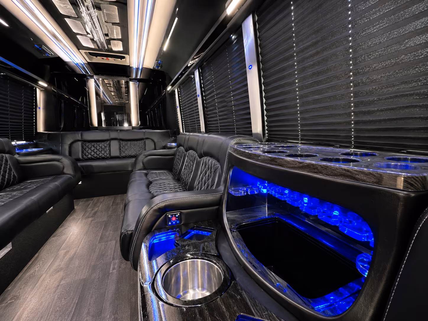 White party bus exterior