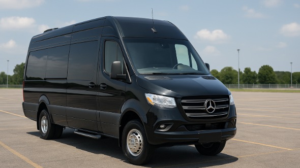 Exterior of Charter Bus Company Alpharetta's 14 Passenger Sprinter Limousine in Alpharetta