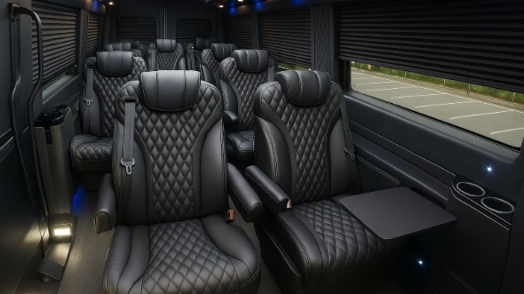 Interior of Charter Bus Company Atlanta's 15 Passenger Minibus in Atlanta