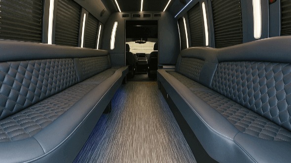 Interior of Charter Bus Company Alpharetta's 20 Passenger Party Bus in Alpharetta