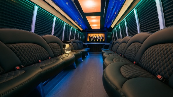 Interior of Charter Bus Company Birmingham's 20 Passenger Party Bus in Birmingham