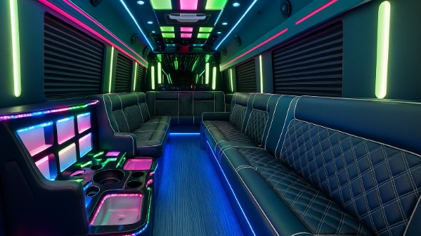 Interior of Charter Bus Company Sandy Springs's 20 Passenger Party Bus in Sandy Springs