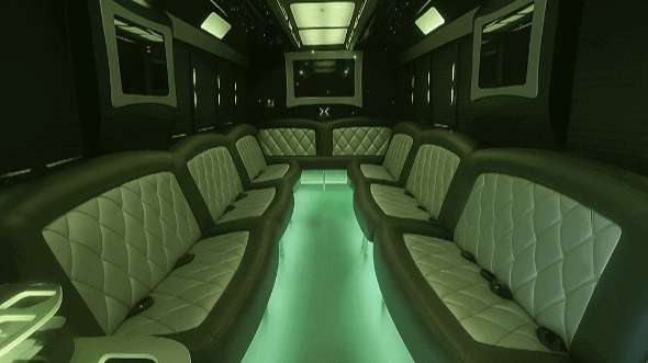 Interior of Charter Bus Company Columbus's 25 Passenger Party Bus in Columbus
