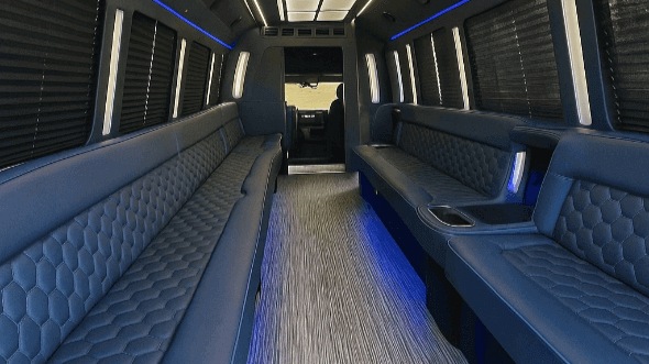 Interior of Charter Bus Company Roswell's 28 Passenger Party Bus in Roswell