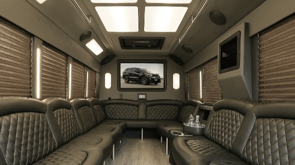 Interior of Charter Bus Company Birmingham's 30 Passenger Party Bus in Birmingham