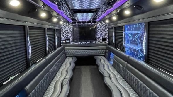 Interior of Charter Bus Company Macon's 30 Passenger Party Bus in Macon