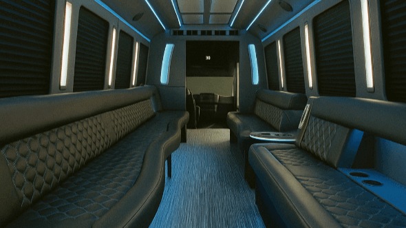 Interior of Charter Bus Company Alpharetta's 40 Passenger Party Bus in Alpharetta
