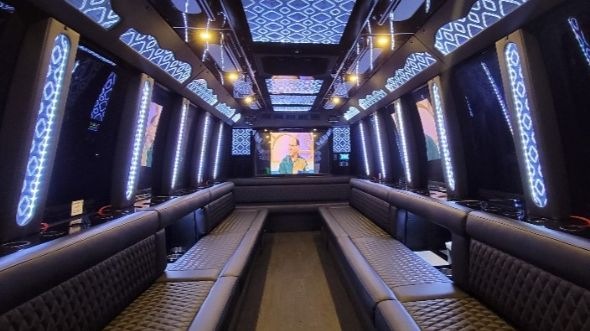atlanta 50 passenger party bus interior